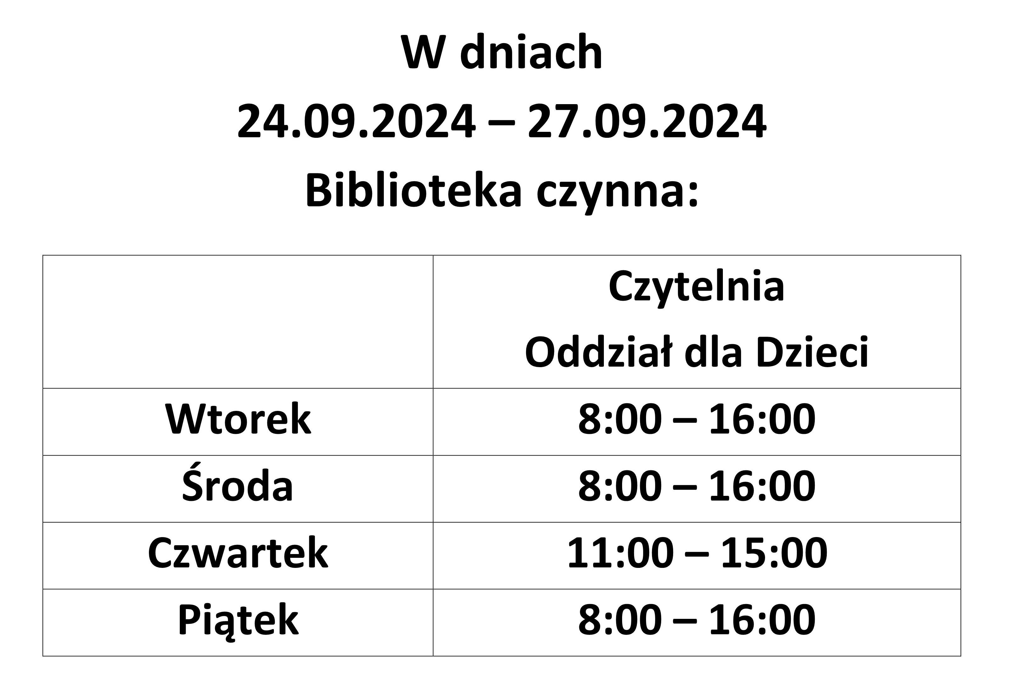 Zmiana godzin pracy Biblioteki w Staszowie!