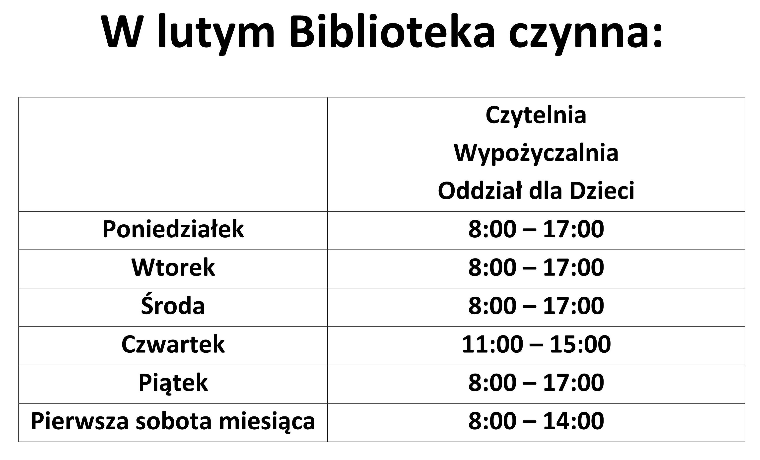 Zmiana godzin pracy Biblioteki w Staszowie! (luty 2024)